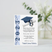 キャップ&ディプロマ、ダークブルー卒業 招待状 (スタンド正面)