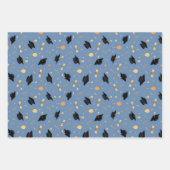 キャップ、ディプロマ、バルーンブルー付き卒業テーマ ラッピングペーパーシート (正面2)