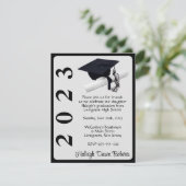 キャップ&ディプロマ、ブラック&シルバー卒業 招待状 (スタンド正面)