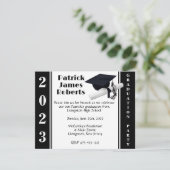 キャップ&ディプロマ、ブラック&ホワイト卒業招待状 招待状 (スタンド正面)