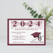 キャップ&ディプロマ、ホワイト&マルーン卒業 招待状 (スタンド正面)