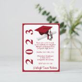 キャップ&ディプロマ、レッド卒業 招待状 (スタンド正面)