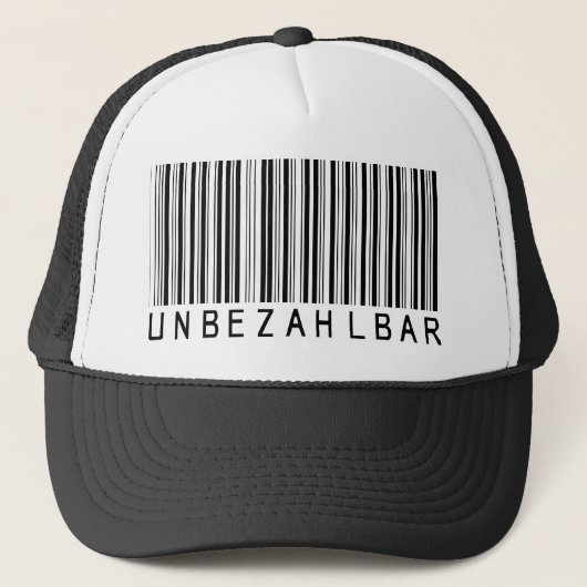 キャップ・バーコード黒「UNBEZAHLBAR」ドイツ語 キャップ (正面)