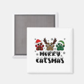 キャッメリーサスキャットママキャットクリスマス猫好きサン マグネット (正面/裏面)