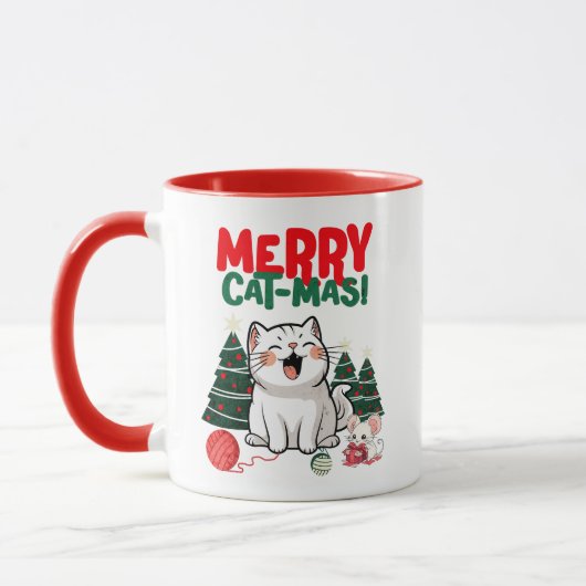キャッメリートマスコーヒーマグ：かわいい猫 マグカップ (左)