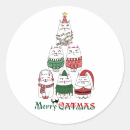 キャッメリーマおもしろいスクリスマスキタン ラウンドシール