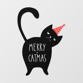 キャッメリーマおもしろいスクリスマスブラックキャットペットショップ ウィンドウサイン (シート)