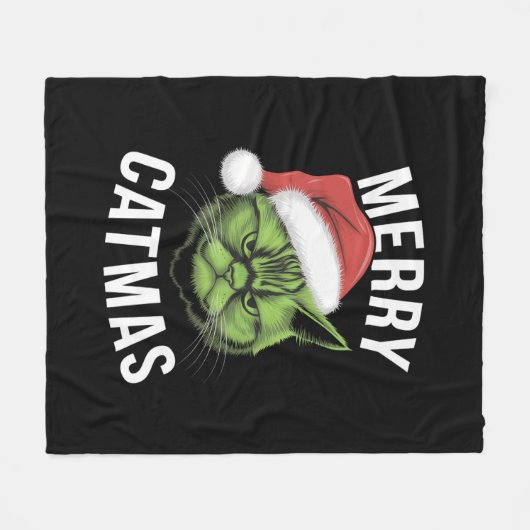 キャッメリーマのおもしろい猫好き フリースブランケット (正面(横))