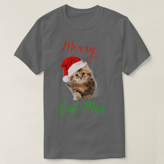 キャッメリーマスおもしろいクリスマスホリデーキャットキッテン Tシャツ (デザイン正面)