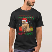 キャッメリーマスキャットアグリーなクリスマスセルカークレックスキャットモ Tシャツ (正面)