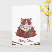 キャッメリーマスクリスマスカードおもしろいフェスティバル カード (黄色い花)