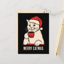 キャッメリーマス猫ママと猫パパコーヒー好き ポストカード