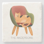 キャッモダント水色名 ストーンコースター (正面)