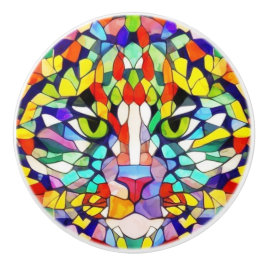 キャッモダント顔抽象芸術水の色 – カラフル セラミックノブ