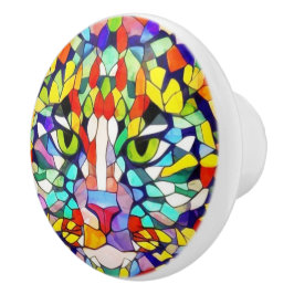 キャッモダント顔抽象芸術水の色 – カラフル セラミックノブ