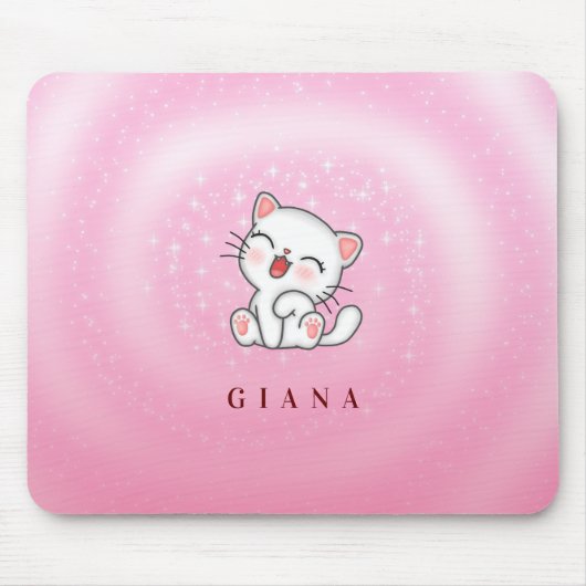 キャッモノグラムのトホワイト マウスパッド (正面)