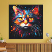 キャッユニークコンテンポラリートポートレート キャンバスプリント (インサイチュ (リビング))