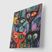 キャッユニークトウォールクロック スクエア壁時計 (傾斜)