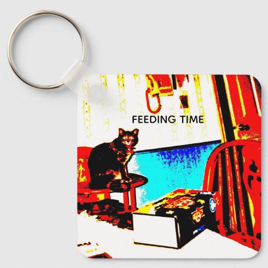 キャッユーモアのあるトキーチェーン キーホルダー (正面)