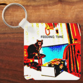 キャッユーモアのあるトキーチェーン キーホルダー (正面)