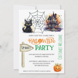 キャッ不気味トアンドキャッスルハローウィンパーティ招待状 招待状