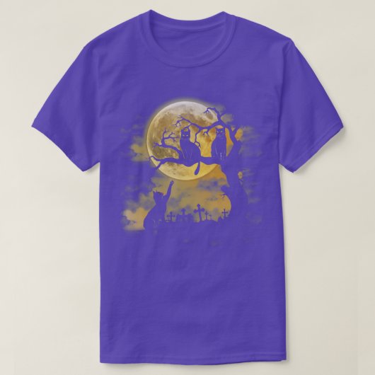 キャッ不気味トハロウィン墓地キャッツT Tシャツ (デザイン正面)