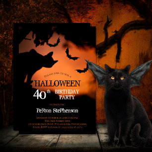 キャッ不気味ト こうもりハロウィーン40歳の誕生日パーティー 招待状