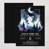 キャッ威厳のあるお洒落ト誕生日 招待状 (正面/裏面)