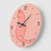 キャッ日本のトコーラルオレンジろうけつ染め ラージ壁時計 (傾斜)