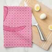 キャッ日本のト – 明るい赤紫色ピンクろうけつ染め キッチンタオル (四つ折り)