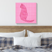 キャッ日本のト – 明るい赤紫色ピンクろうけつ染め キャンバスプリント (インサイチュ (寝室))