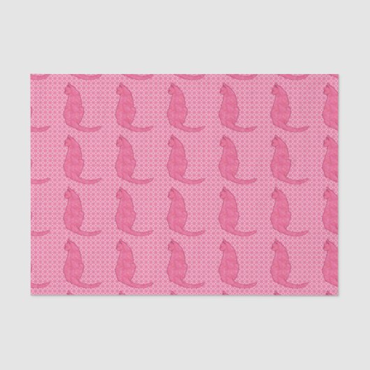 キャッ日本のト – 明るい赤紫色ピンクろうけつ染め 薄葉紙 (正面)