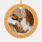 キャッ最高のトお母さんポーPatten on Yellow Pet Name & Photo セラミックオーナメント (正面)