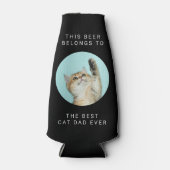 キャッ最高のトパパエカスタムバー文字と2枚フォトブラック ボトルクーラー (正面)