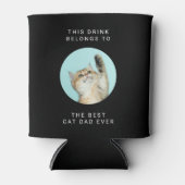 キャッ最高のトパパエカスタムバー文字と2枚フォトブラック 缶クーラー (正面)