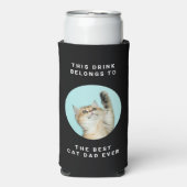 キャッ最高のトパパエカスタムバー文字&2枚フォトブラック スリム缶クーラー (Seltzer正面)