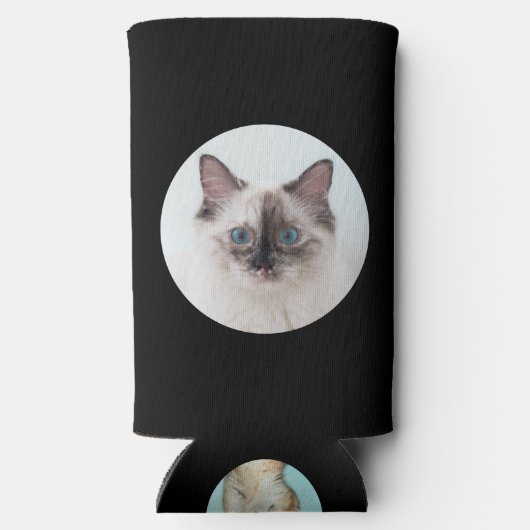 キャッ最高のトパパエカスタムバー文字&2枚フォトブラック スリム缶クーラー (裏面)