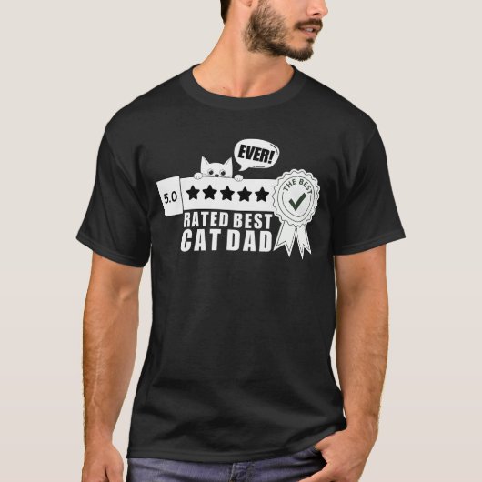 キャッ最高のトパパエバおもしろい猫好きオーナーダディ Tシャツ (正面)