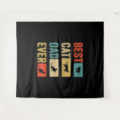 キャッ最高のトパパエバー猫好きキャットパパ タペストリー (正面(横))