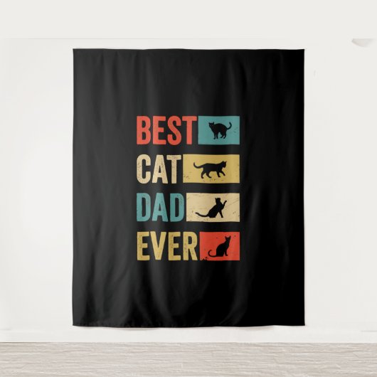 キャッ最高のトパパエバー猫好きキャットパパ タペストリー (正面)