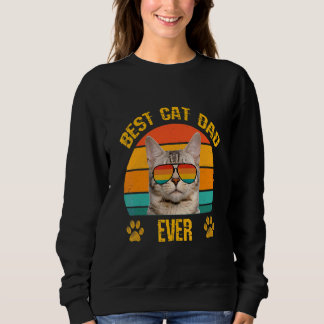 キャッ最高のトパパパパキャットサングラス付きレトロファザ スウェットシャツ