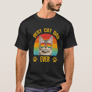 キャッ最高のトパパパパキャットサングラス付きレトロファザ Tシャツ