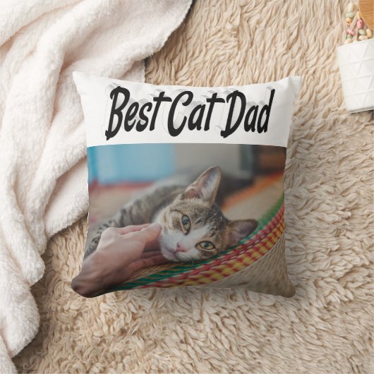 キャッ最高のトパパフォトブラック文字 クッション (ブランケット)