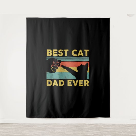 キャッ最高のトパパEver Tee Catおもしろい Daddy Father s Day タペストリー (正面)