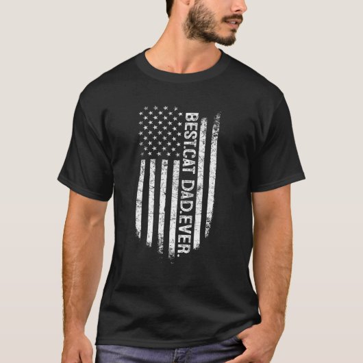 キャッ最高のトパパEver With Us American Flag Cat Daddy Tシャツ (正面)