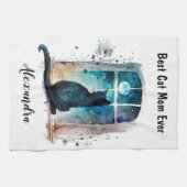 キャッ最高のトママウィンドシルエットカスタム文字 キッチンタオル (横)