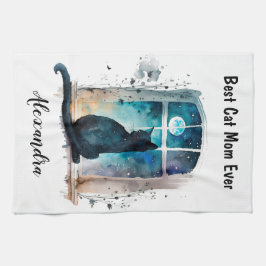 キャッ最高のトママウィンドシルエットカスタム文字 キッチンタオル