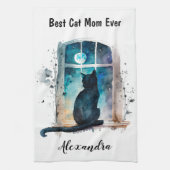 キャッ最高のトママウィンドシルエットカスタム文字 キッチンタオル (縦)