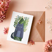 キャッ最高のトママキャットとブランチイラストレーションホリデー シーズンカード