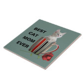 キャッ最高のト母がコーヒーのマグカップの花を必ず口に入れるモダン タイル (側面)